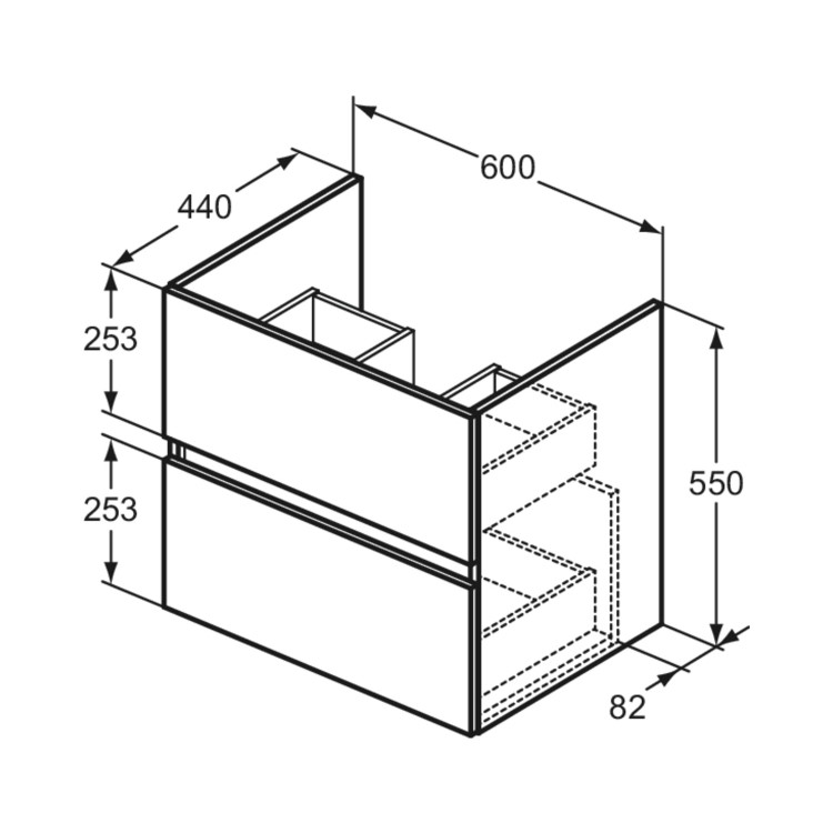 Ideal Standard Eurovit 600mm+ White Wall Hung Vanity Unit with Basin
