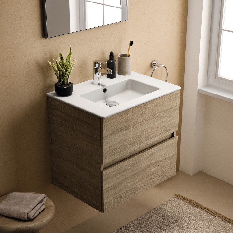 Ideal Standard Eurovit+ 600mm Oak Wall Hung Vanity Unit with Basin