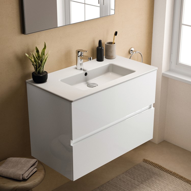 Ideal Standard Eurovit+ 800mm White Wall Hung Vanity Unit with Basin