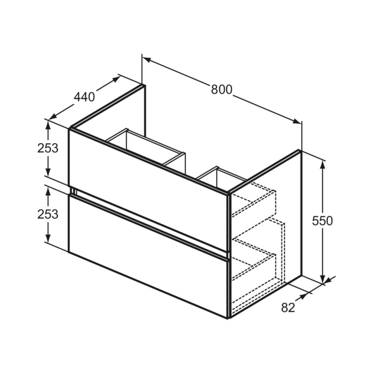 Ideal Standard Eurovit+ 800mm White Wall Hung Vanity Unit with Basin