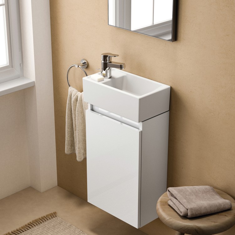 Ideal Standard Eurovit+350mm White Left-Hand Wall Hung Vanity Unit with Basin
