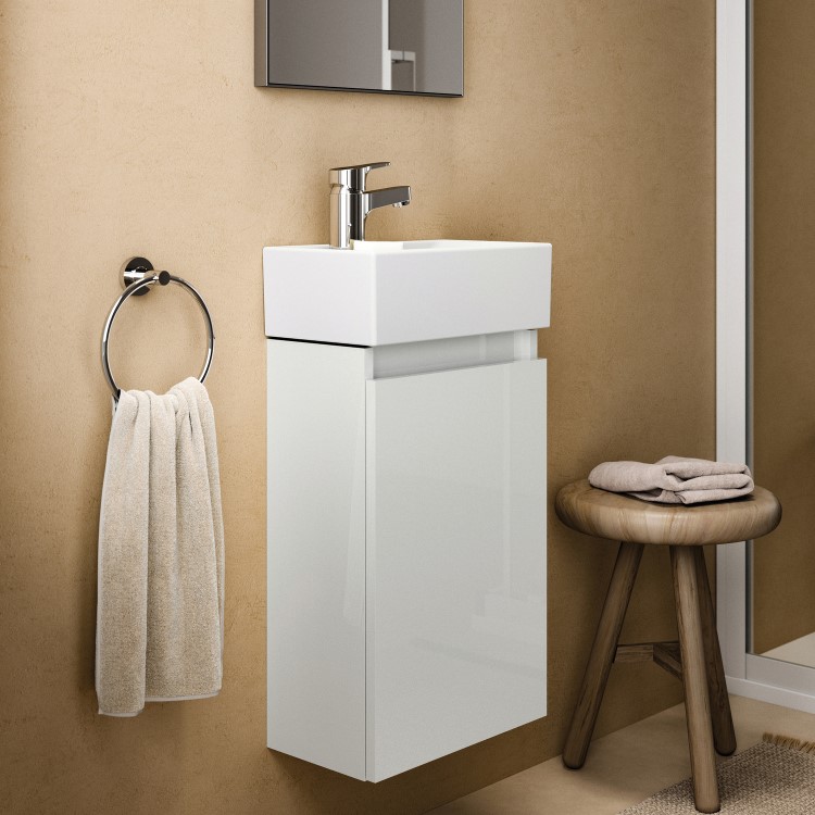Ideal Standard Eurovit+350mm White Left-Hand Wall Hung Vanity Unit with Basin