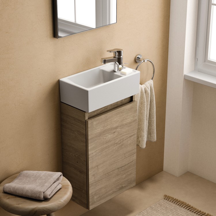 Ideal Standard Eurovit+ 350mm Oak Right-Hand Wall Hung Vanity Unit with Basin