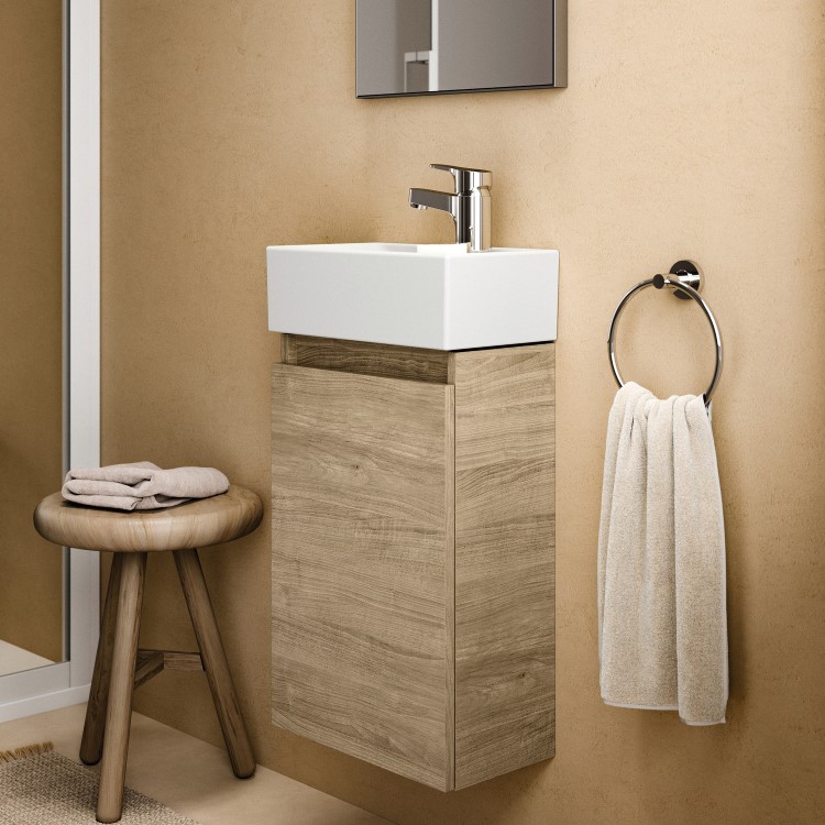 Ideal Standard Eurovit+ 350mm Oak Right-Hand Wall Hung Vanity Unit with Basin