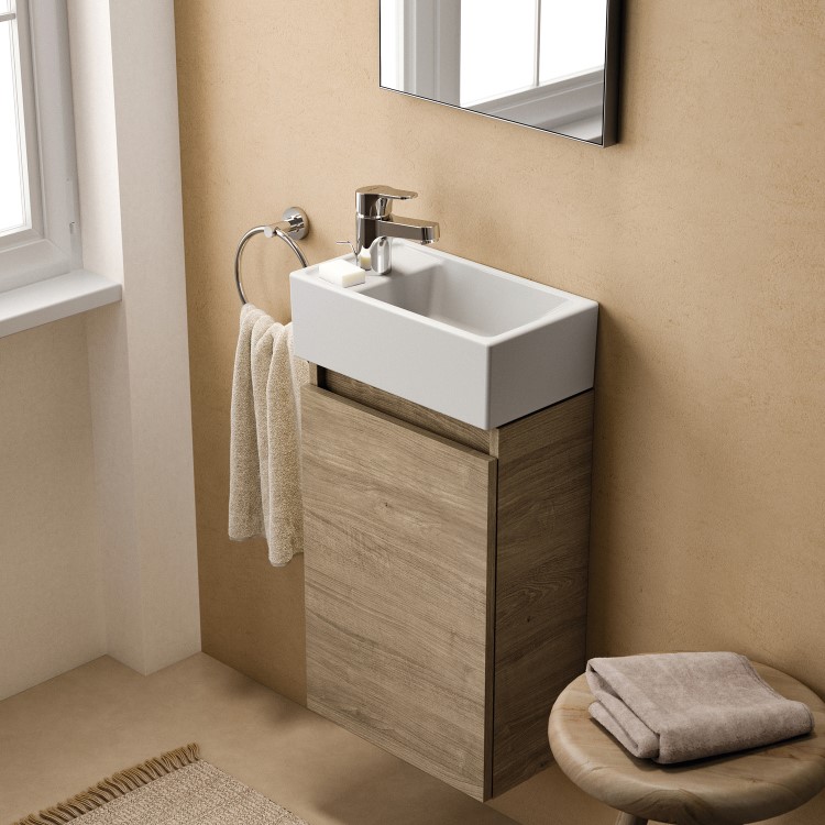 Ideal Standard Eurovit+ 350mm Oak Left-Hand Wall Hung Vanity Unit with Basin