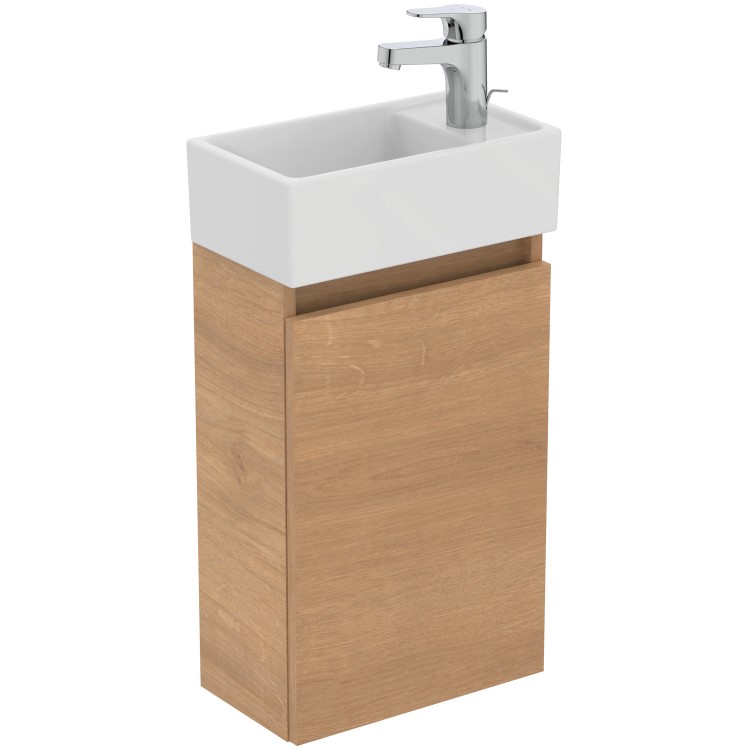 Ideal Standard Eurovit+ 350mm Oak Left-Hand Wall Hung Vanity Unit with Basin