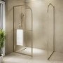 1600x800mm Brushed Brass Arched Walk In Shower Enclosure with Towel Rail - Raya