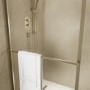 1600x800mm Brushed Brass Curved Glass Wet Room Shower Screen Enclosure with Towel Rail- Raya