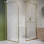 1400x900mm Black Arched Walk In Shower Enclosure with Towel Rail - Raya