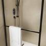 1600x800mm Brushed Brass Curved Glass Wet Room Shower Screen Enclosure with Towel Rail- Raya