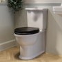 Close Coupled Rimless Toilet with Black Wooden Soft Close Seat – Ripley
