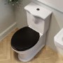 Close Coupled Rimless Toilet with Black Wooden Soft Close Seat – Ripley