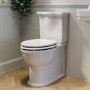 Close Coupled Rimless Toilet with Wooden Soft Close Seat and Chrome Fittings - Ripley