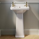 BUN/RIPPRSFPED/93567 Traditional Cloakroom 2 Tap Hole Full Pedestal Basin 506mm - Ripley