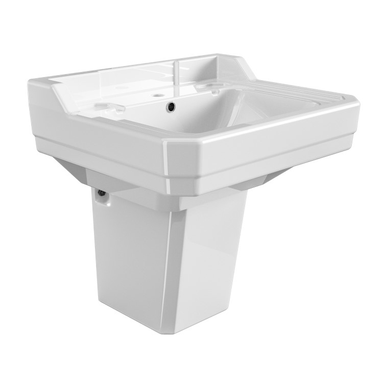 Traditional Semi Pedestal 1 Tap Hole Basin 570mm - Ripley