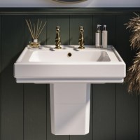 Traditional Semi Pedestal 2 Tap Hole Basin 583mm - Park Royal Traditional Semi Pedestal 2 Tap Hole Basin 583mm - Park Royal