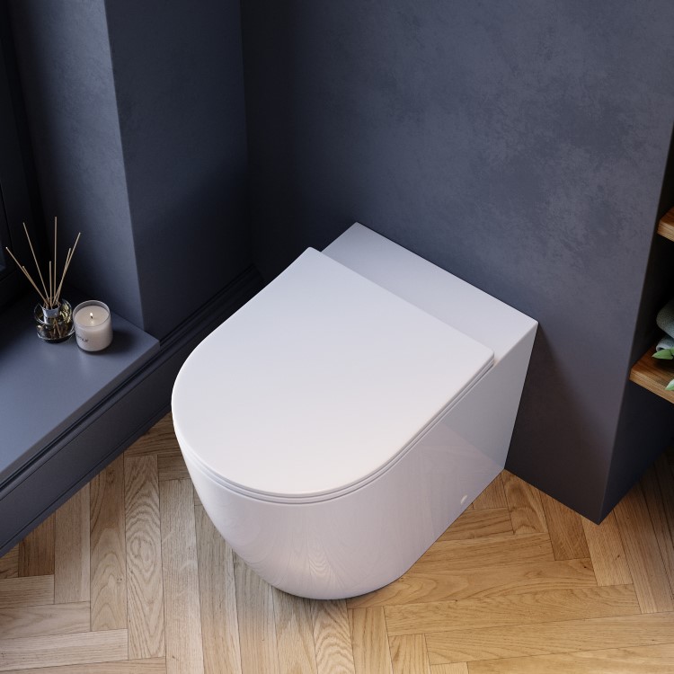 ONLY OPENED - Back to Wall Rimless Toilet and Soft Close Seat - Roma