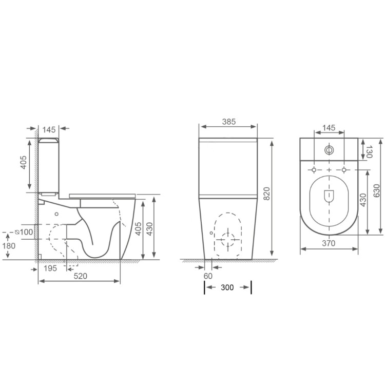 Matt Black Close Coupled Rimless Toilet with Soft Close Seat - Roma