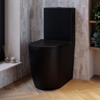 Matt Black Comfort Height Close Coupled Toilet - Roma Matt Black Comfort Height Close Coupled Toilet - Roma