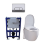 Wall Hung Smart Bidet Japanese Toilet with Heated Seat, Chrome Pneumatic Flush Plate, 820mm Frame & Cistern - Purificare