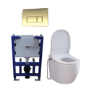 Wall Hung Smart Bidet Japanese Toilet with Heated Seat, Brushed Brass Pneumatic Flush Plate, 820mm Frame & Cistern - Purificare