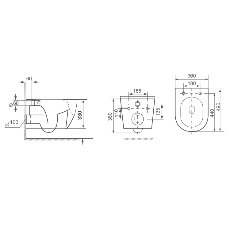 Wall Hung Smart Bidet Japanese Toilet with Heated Seat, Black Pneumatic Flush Plate, 820mm Frame & Cistern - Purificare