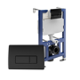Wall Hung Rimless Toilet with Soft Close Seat, Black Pneumatic Flush Plate, 820mm Frame & Cistern – Roma