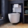 Wall Hung Rimless Toilet with Soft Close Seat, White Glass Sensor Flush Plate, 820mm Frame & Cistern – Roma