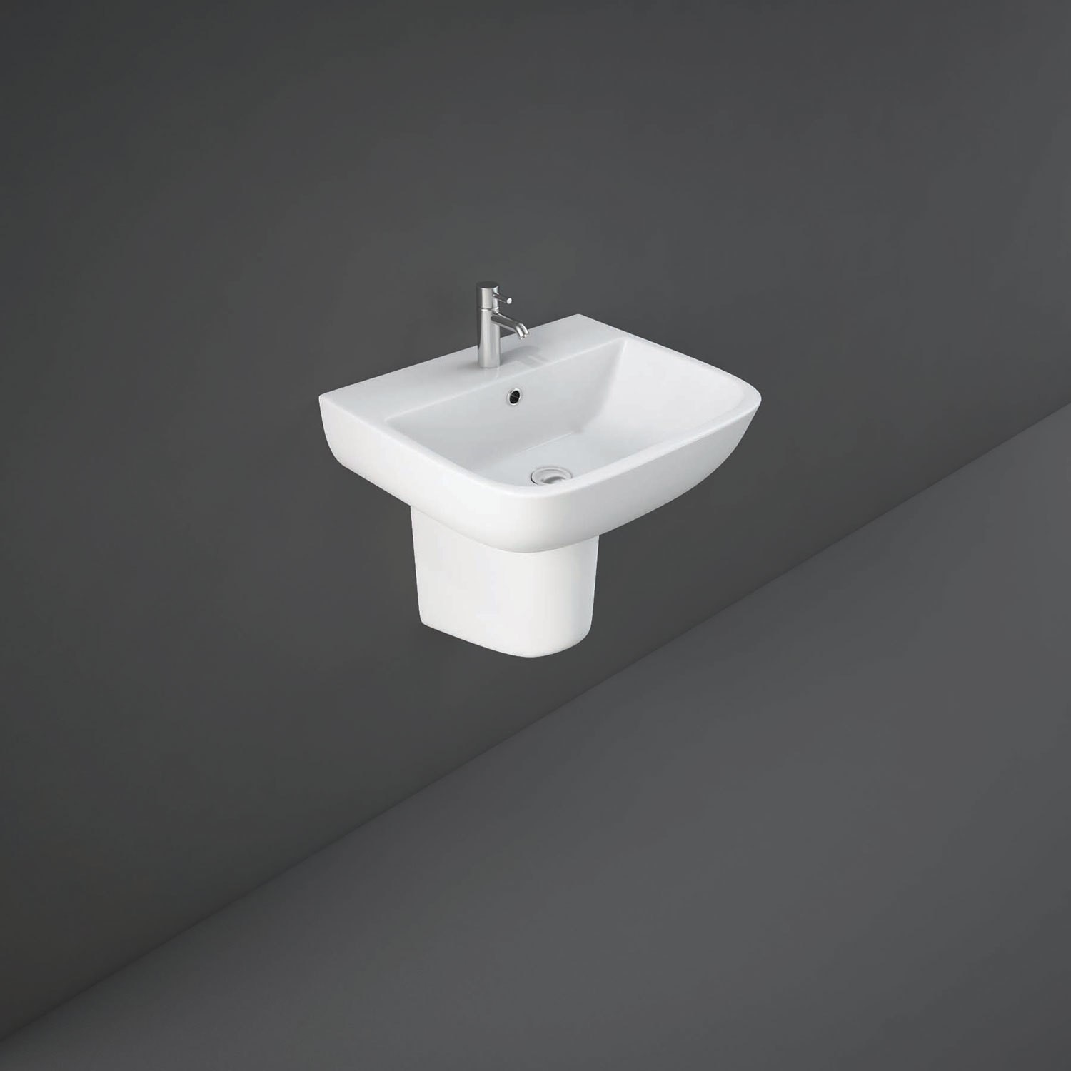 Rak Ceramics Rectangular Semi Pedestal Basin 520mm