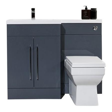 Anthracite Right Hand Vanity Unit Bathroom Suite with Bath