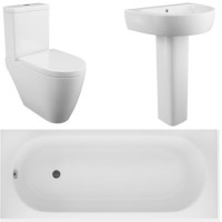 Curve Toilet and Basin Bathroom Suite with Bath