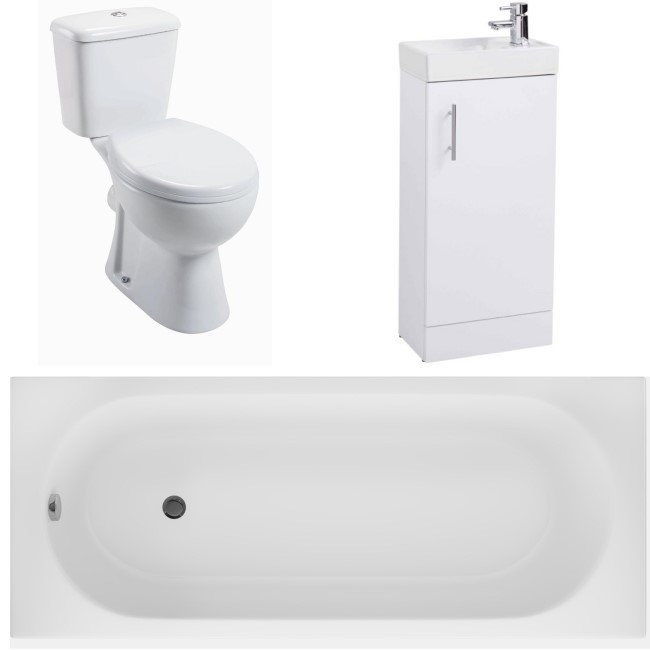 Essence Toilet and Basin Furniture Suite with Bath