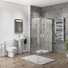 800 x 800mm Shower Enclosure Bathroom Suite with Curved Toilet &amp; Basin