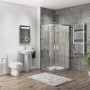 900 x 900mm Shower Enclosure Bathroom Suite with Curved Toilet & Basin