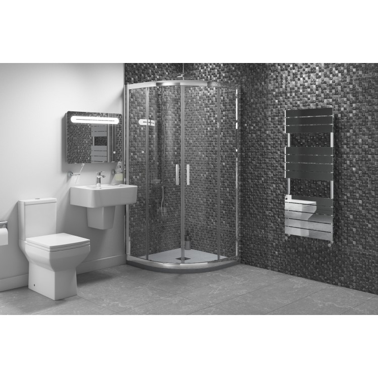900 x 900mm Quadrant Shower Enclosure Suite with Square Toilet & Wall Mount Sink