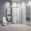 900 x 900mm Shower Enclosure Bathroom Suite with Curved Toilet &amp; Wall Mount Basin