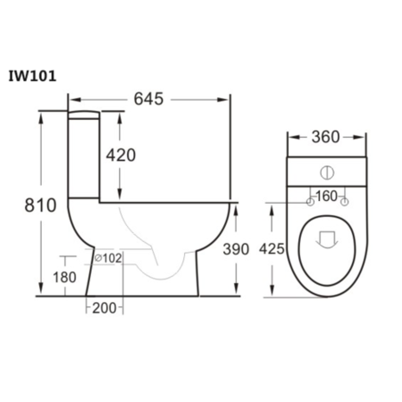 Curved Toilet and Basin Bathroom Suite with Wall Mount Sink