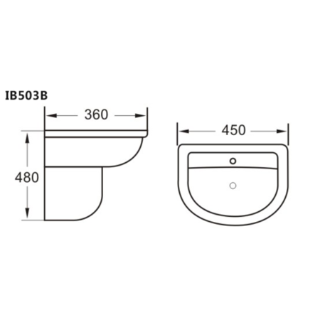 Curved Toilet and Basin Bathroom Suite with Wall Mount Sink