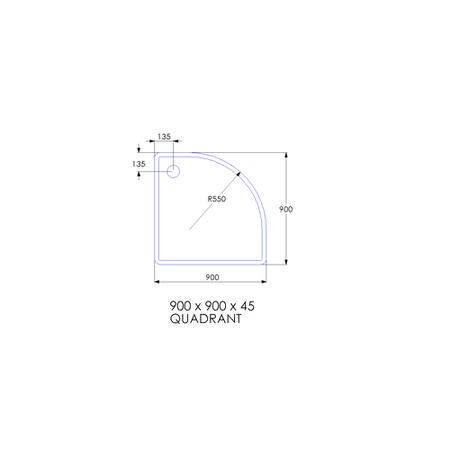 Quadrant Acrylic capped Stone Resin Shower Tray 900 x 900mm