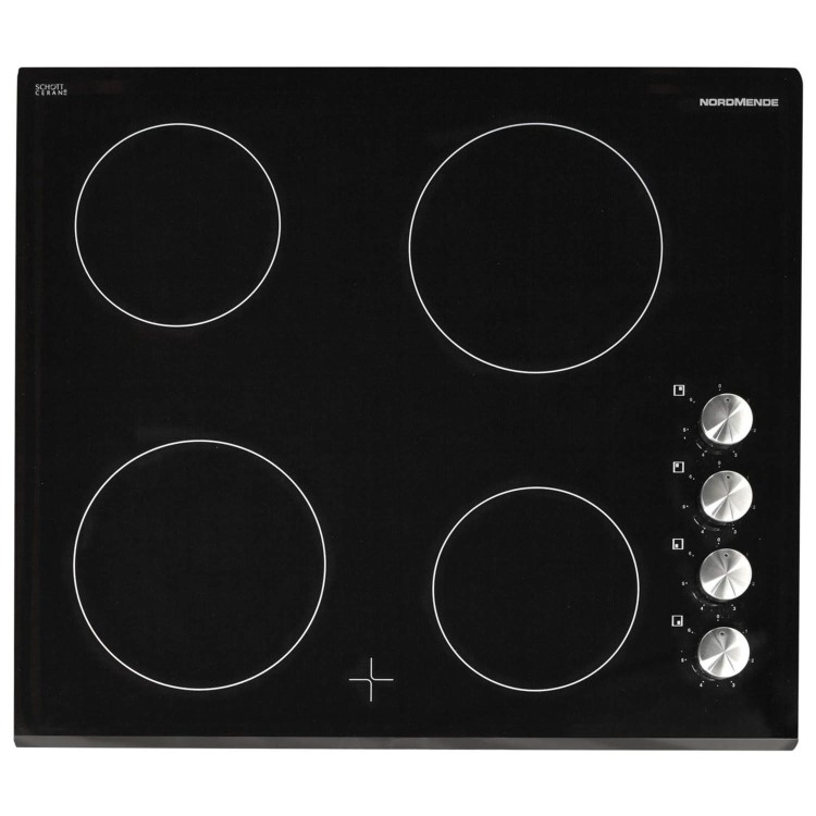 NordMende HC604FL 60cm 4 Zone Frameless Ceramic Hob With Side Rotary Controls - Black