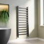 Gunmetal Grey Towel Radiator 1200 x 500mm with Pipe Kit and Straight Valves - Sonoran