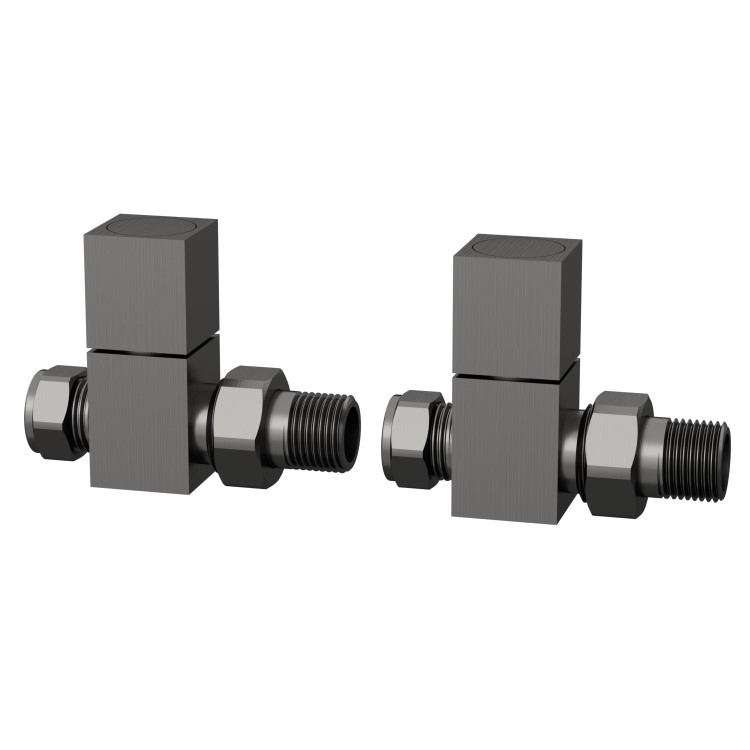 Gunmetal Grey Towel Radiator 800 x 500mm with Pipe Kit and Straight Valves - Sonoran