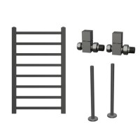 Gunmetal Grey Towel Radiator 800 x 500mm with Pipe Kit and Straight Valves - Sonoran Gunmetal Grey Towel Radiator 800 x 500mm with Pipe Kit and Straight Valves - Sonoran