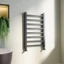 Gunmetal Grey Towel Radiator 800 x 500mm with Pipe Kit and Straight Valves - Sonoran