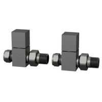 Gunmetal Grey Square Manual Straight Radiator Valves
