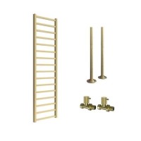 Brass Towel Radiator 1600 x 500mm with Pipe Kit and Straight Valves - Sonoran