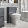 Left Hand L-Shaped Bath Dark Grey Combi & Portland Back to Wall Pan