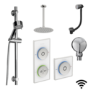 SmarTap White Smart Shower System with Slider Kit and Ceiling Shower Set and Bath Set