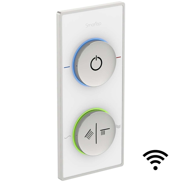 SmarTap White Smart Shower System with Slider Kit and Ceiling Shower Set and Bath Set