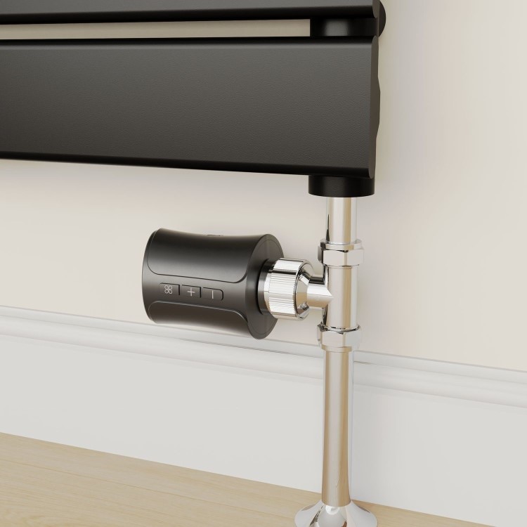 electriQ Smart TRV Valves (2 Pairs) with Zigbee Hub - Black